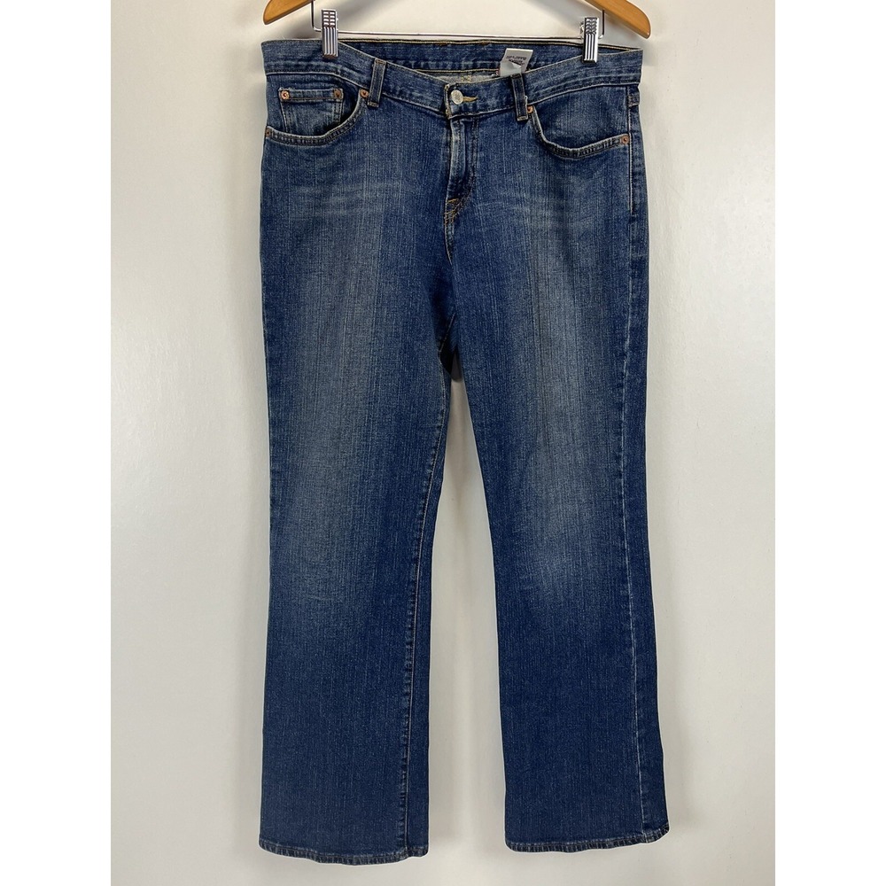 Vtg Lucky brand dungarees jeans womens blue denim mid rise flare size 14 32